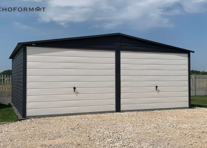 Garaż blaszany grafitowy Włoszczowa 6x6 m – realizacja Blachoformat